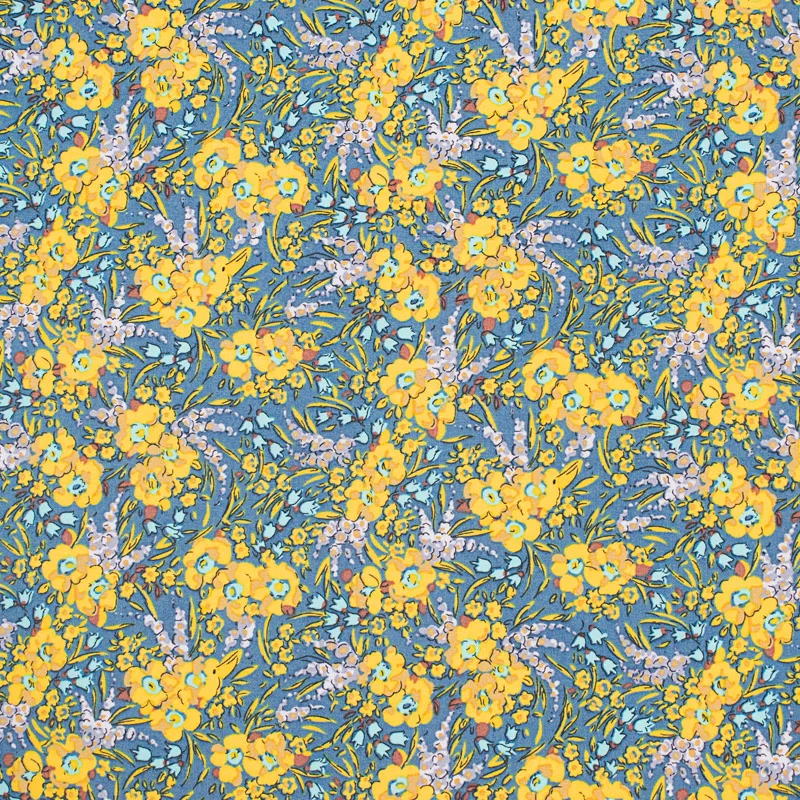 

Yellow Floral Reactive Dyes Pure Cotton Fabric For Dress Tissus Au MÈTre Telas Por Metro Tissu Vestidos Sewing Tela Ткань DIY