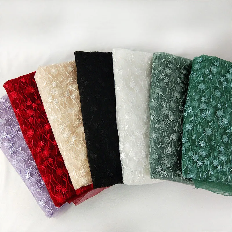 Разноцветная кружевная Цветочная вышивка ширина 120 см для сада вечерние платья