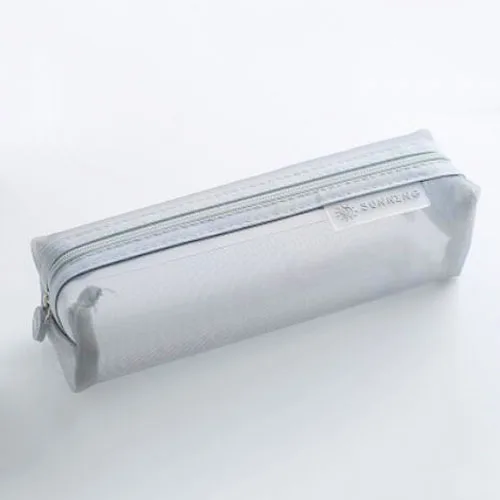 gray 20.5x6x6.5cm Черный студент пеналы для школы прозрачный нейлоновый пенал девушка сетки пенал сумка для карандашей канцелярия Школьные принадлежности - Цвет: gray 20.5x6x6.5cm