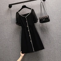 2021 news plus size dress womens wear v neck popular female clothes fashion black summer sweet dress show thin