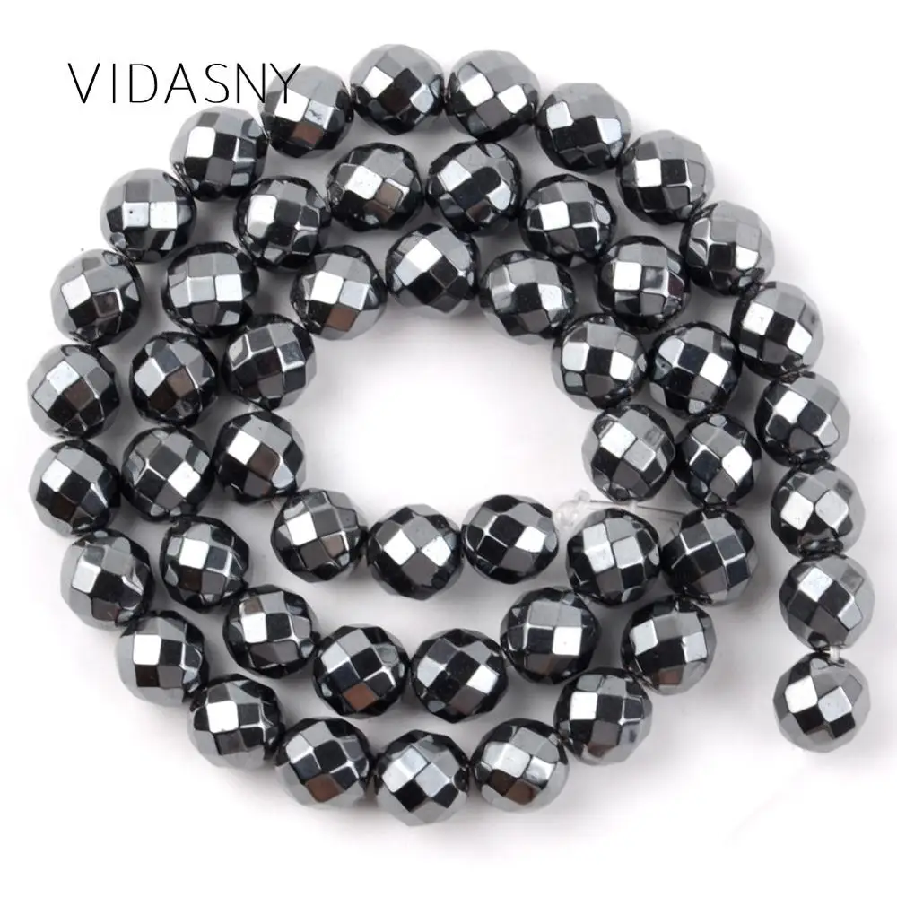 

Faceted Black Hematite Natural Mineral Gem Stone Beads For Jewelry Making 3mm-10mm Spacer Beads Diy Bracelet 15'' Wholesale