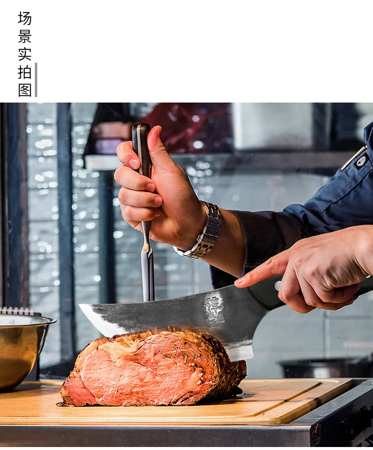 YEELONG 5,5 дюймов ручной работы кованые Чеканные кухонные ножи Knifechinese Кливер ПОЛНЫЙ ТАН ОСТРОЕ ЛЕЗВИЕ шеф-повара ножи барбекю мясник