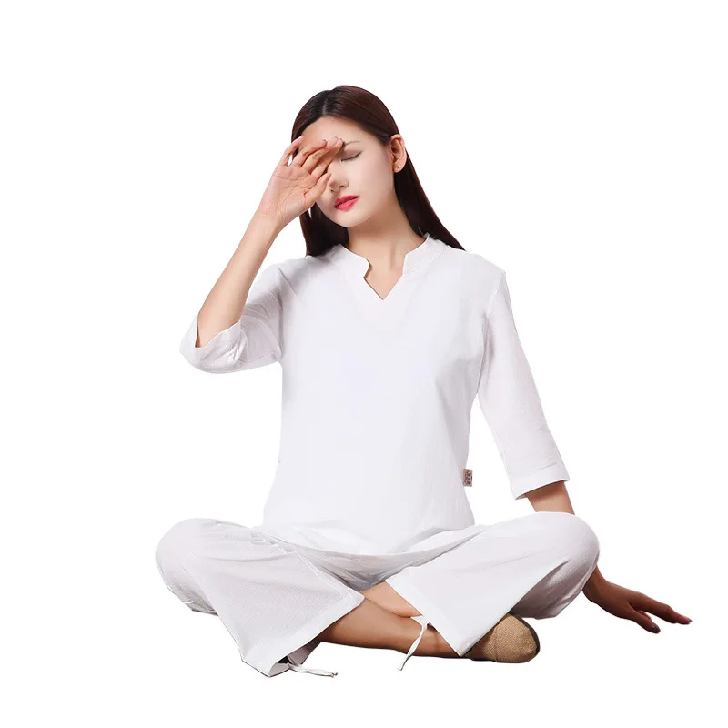 

Women Yoga Clothes Cotton Linen Loose Wide Leg Yoga Pants Yoga Top Meditation Suit Tai Chi Clothing Kung Fu Uniforms Sports Wear