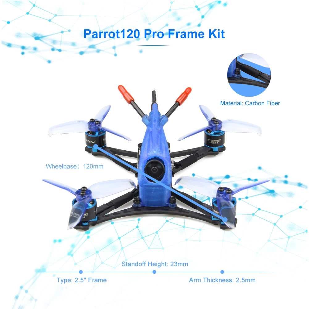 HGLRC Parrot120 Pro PNP 2,5 дюймов зубочистка FPV гоночный Дрон с 6000кв бесщеточный двигатель FD13A 4 в 1 ESC Micro VTX Stack