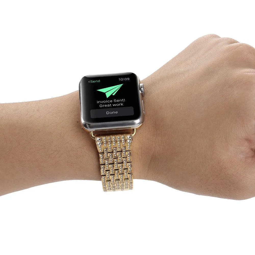 Нержавеющая сталь Алмазный кристалл для Apple Watch 5 4 3 2 1 42 38 мм металлический блестящий браслет iwatch 1 2 3 4
