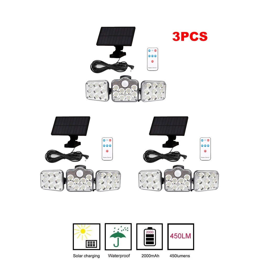 

Светильник рь настенный уличный на солнечной батарее с дистанционным управлением и датчиком движения, 138 светодиодов