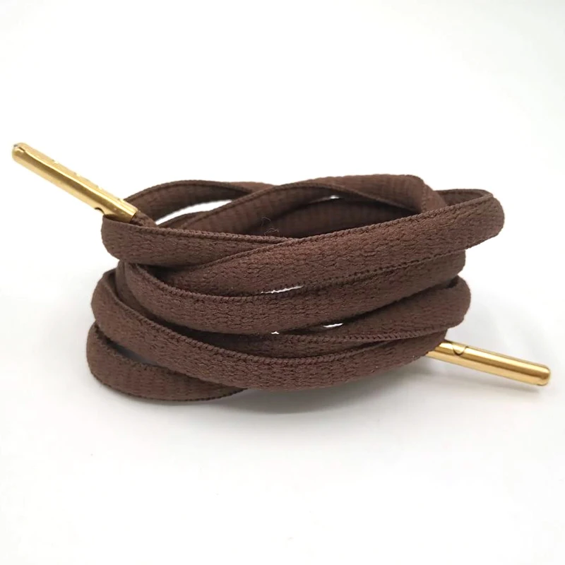 07 dark brown Gold Аксессуары для обуви, шнурки для обуви, белые, круглые, мужские, плоские, замочки, Круглые, Сникеры, кружева, офсетные, кордон, 4 цвета, металлическая головка - Цвет: 07 dark brown Gold