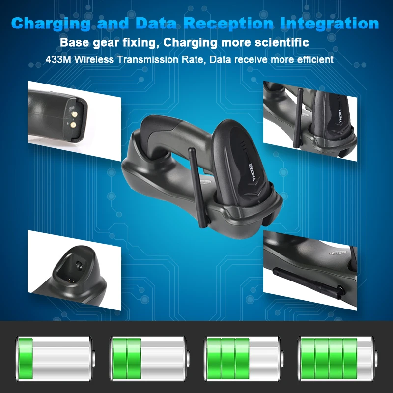 Беспроводной сканер штрих-кода 433 МГц 1D 2D QR PDF417 | Компьютеры и офис