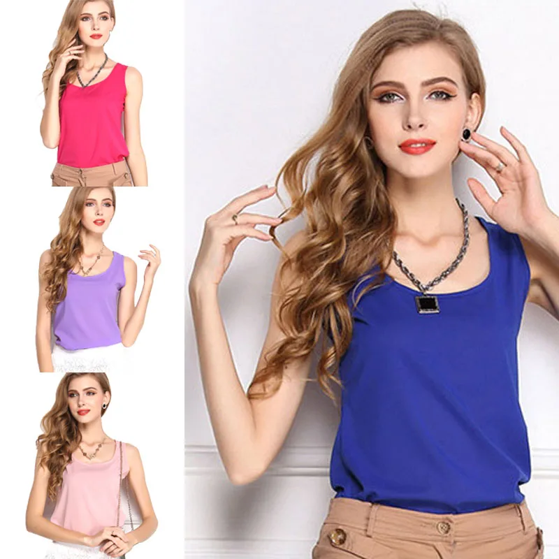 Майка женская шифоновая без рукавов модная повседневная хлопковая безрукавка с