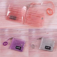 glitter card pouch fashion transparent purse clutch wallet id credit card holder hanging neck mini coin key bag organizer case