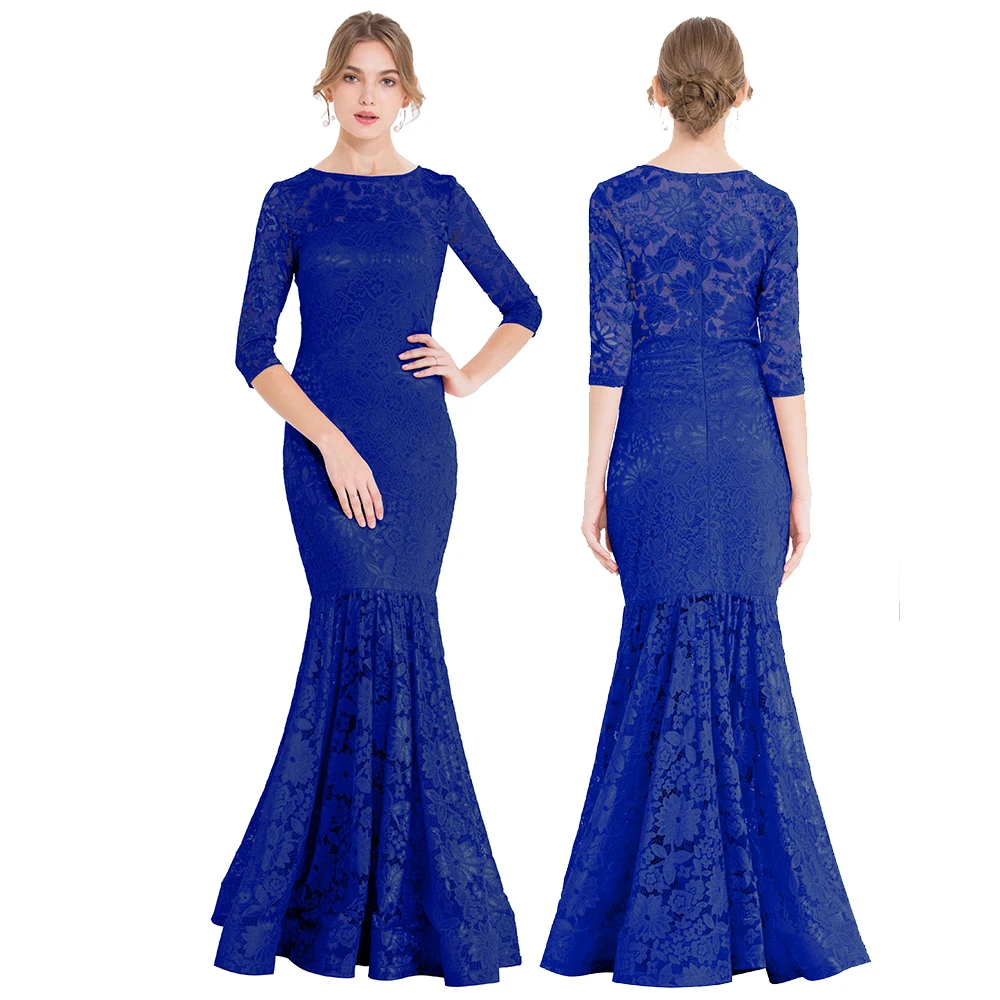 416 Royal Blue Кружевное платье без рукавов с вырезом бретель-петля, Вечернее длинное черное платье - Цвет: 416 Royal Blue