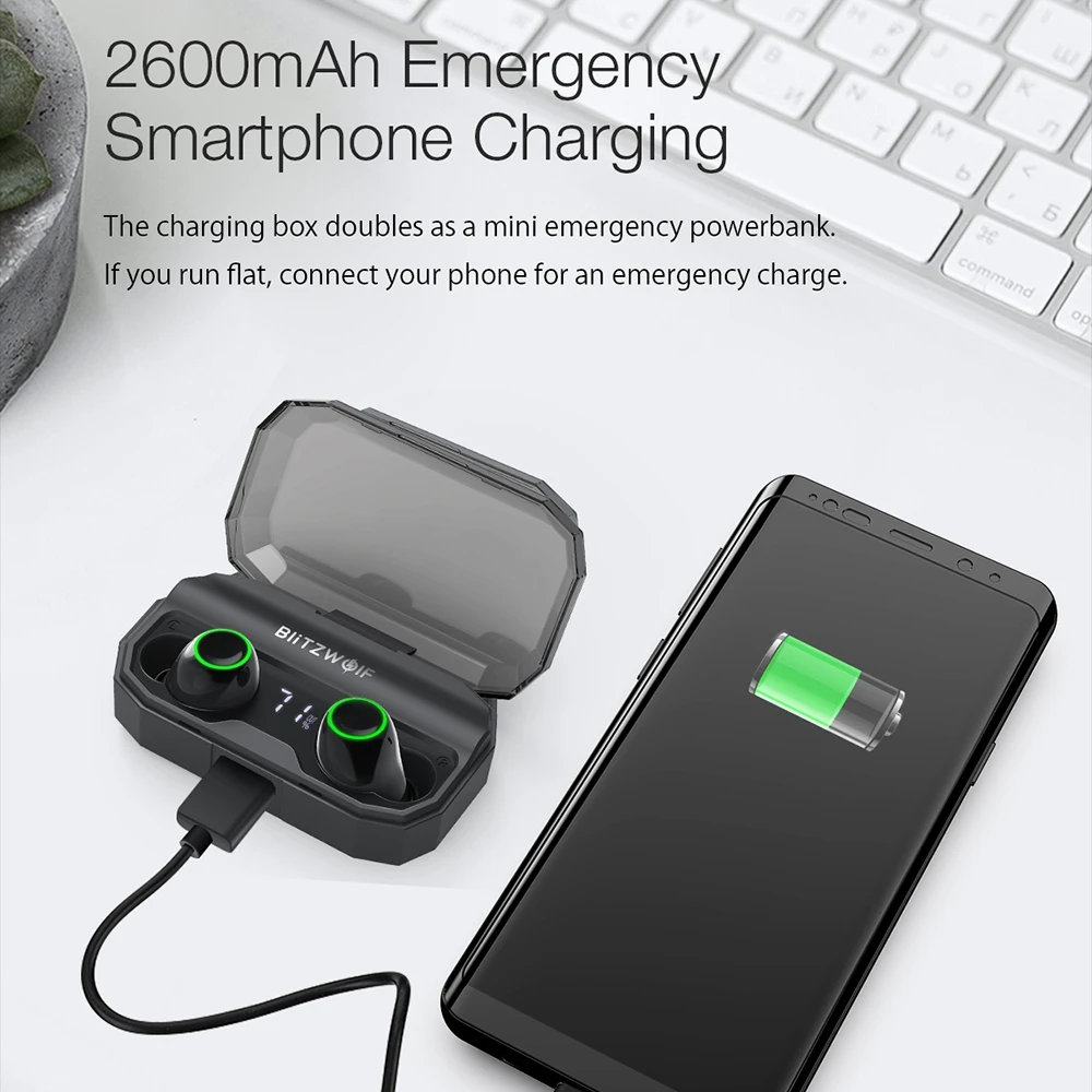 BlitzWolf FYE3S FYE3 3 TWS True Wireless Bluetooth 5.0 Наушники с цифровым индикатором питания Smart Touch Двусторонние наушники-вкладыши 2600 мАч Зарядное устройство Портативное зарядное устройство Power Bank для смар