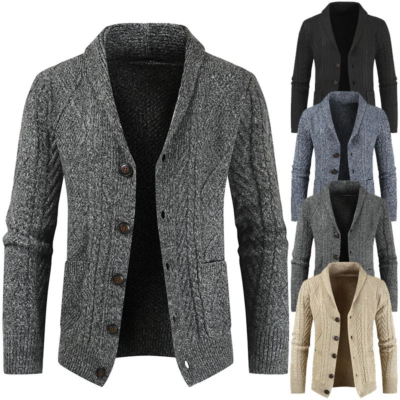 

cardigans women fashion Men knitted top long sleeves Autumn And Winter Polyester Pocket Button Men's sweater pull homme