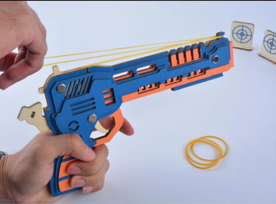 Деревянный 3D пистолет головоломка оружие Модель Kit электронная игрушка машина