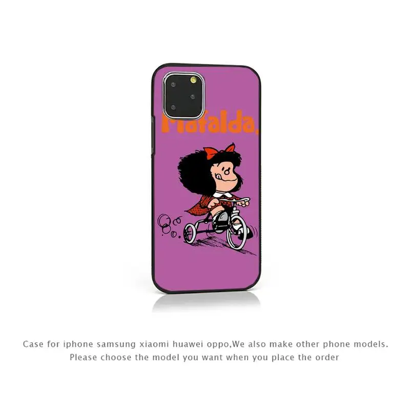 

cartoon Argentina Quino Mafalda Girl Phone Case for iPhone 7 8 11 12 Pro X XS Max XR Samsung A S 10 20 50 Plus pro funda