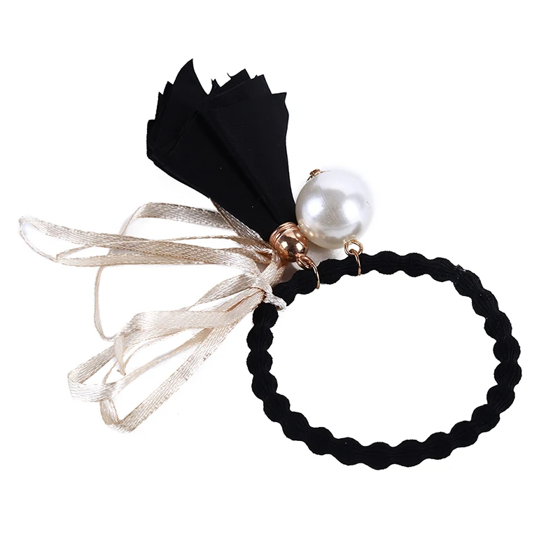 

Women Girls Imitation Pearls Hair Ties Hair Ropes Korean Style Rubber Band Elegant Ribbon Fashion Ponytail Holder