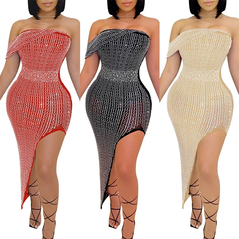 

Женское облегающее платье без рукавов, блестящее облегающее платье неправильной формы, Клубное коктейльное платье для вечерние, лето 2021