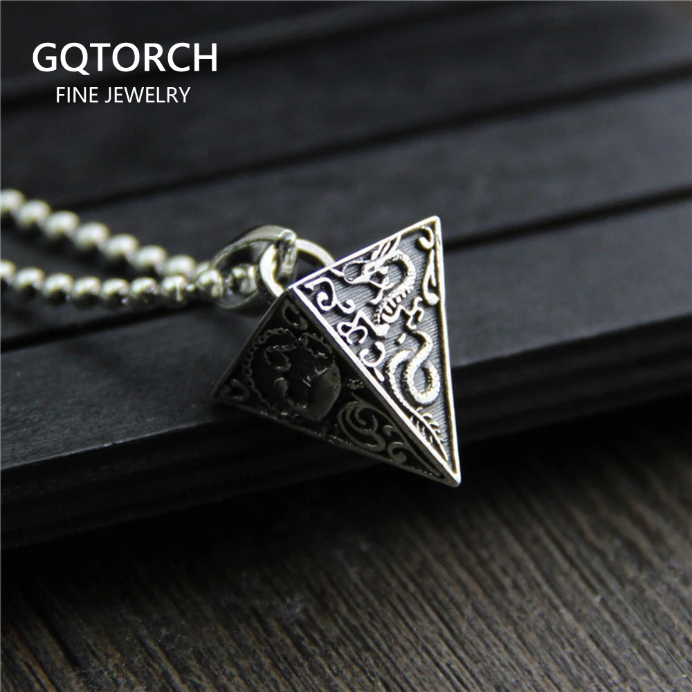 Кулон ожерелье резьба мифический китайский Четыре животных 100% настоящий 925 пробы