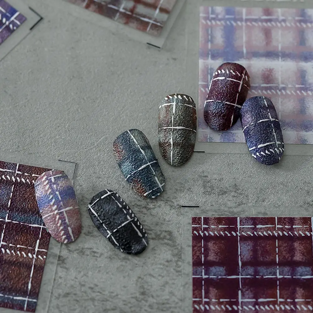 

Ultra Thin Reliefs Embossed Smooth Nail Art Stickers DIY Nail Decoration Plaid Nail Stickers Reliefs Nail Decals