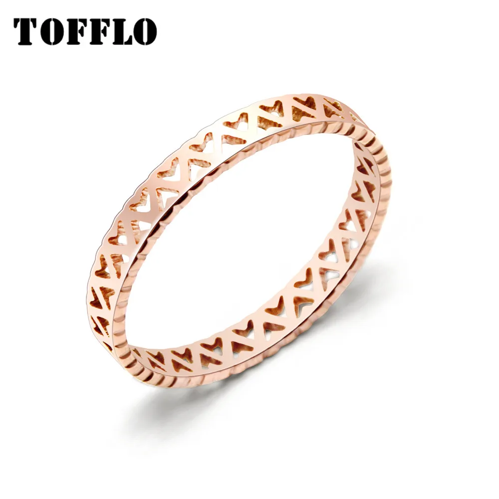 

TOFFLO Stainless Steel Jewelry Hollow Love Ring Sweet Ring For Female BSA024