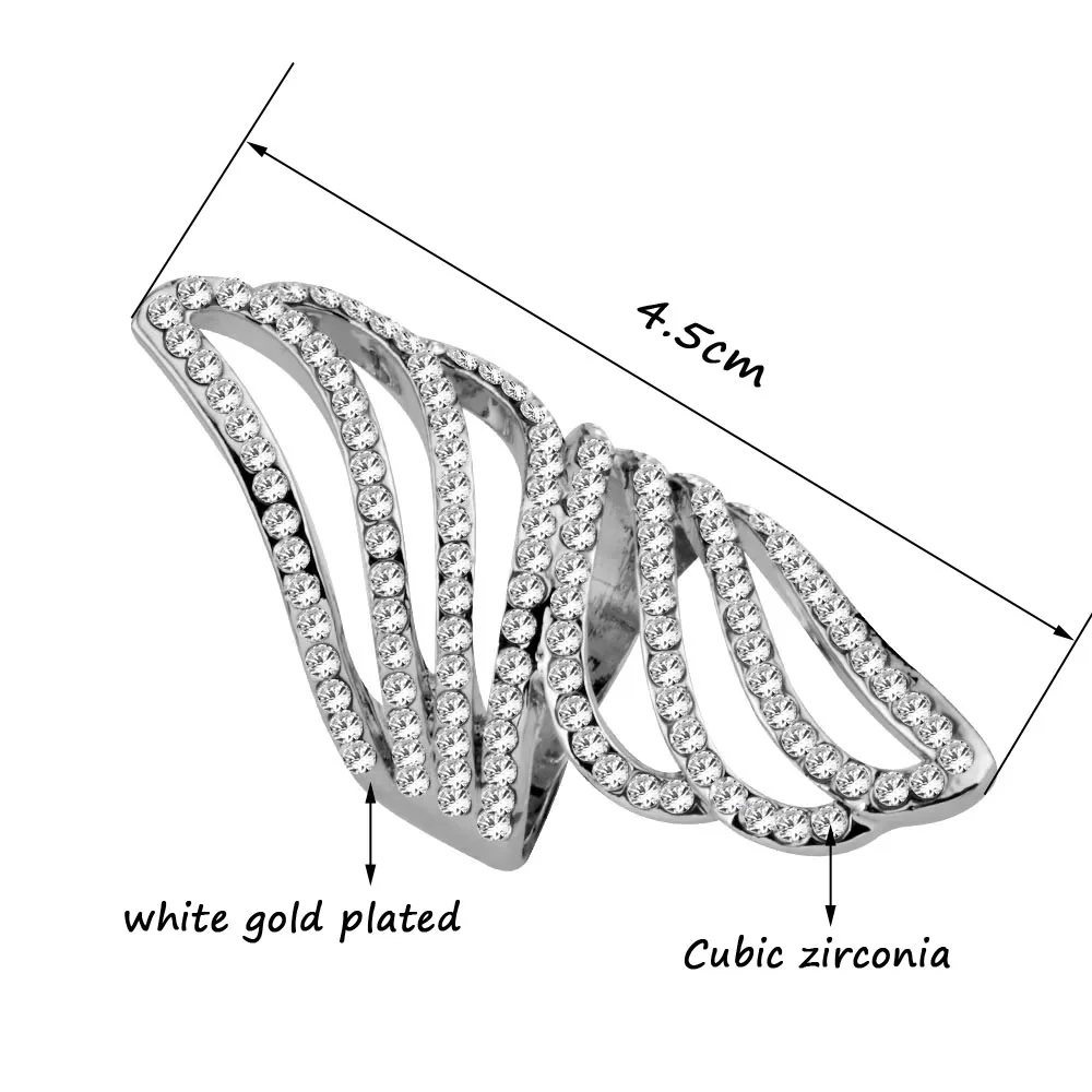 

SINLEERY Luxurious Hollow Wing Women Long Ring With Black Stones Retro Jewelry Party Cocktail Ring Size 7 8 9 JZ181 SSK