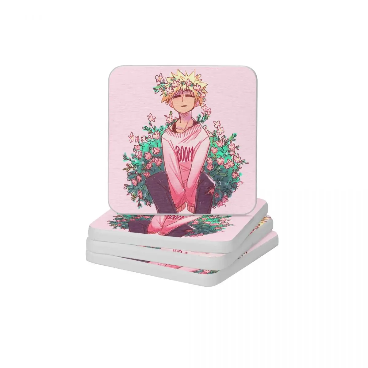 Bakugou In Pink Diatomite Square Round Shape Coaster Water Absorption Cup Bonsai Mat Soap Toothbrush Pad Wholesale 10x10cm | Дом и сад