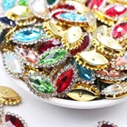 7*15 мм стеклянный хрусталь с Стразы в серебряных крапанах в форме маркиза, в форме пупка, пришивные стразы, свадебное платье, сделай сам