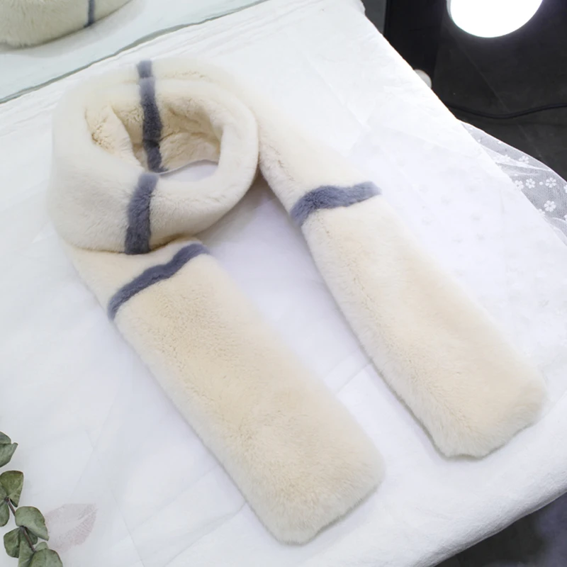 

Fur Scarf Shawl Autumn And Winter Fashion Thermal Unisex Long Muffler 100% Natural Rex Rabbit Fur Neckerchief
