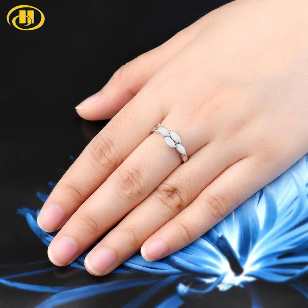 Женское кольцо с опалом Hutang изысканное из стерлингового серебра 925 пробы