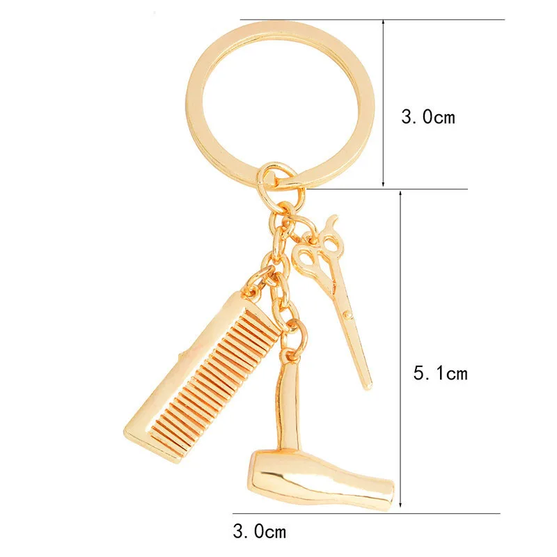Thliveou Scissors Keychain Cute 30mm key Ring for Women Comb Hairdryer Key Chain Holder Chaveiro llaveros Drop Shipping | Украшения и
