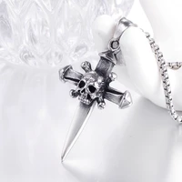 new exaggerated dagger cross skull pendant necklace mens necklace fashion retro metal cross pendant accessory party jewelry