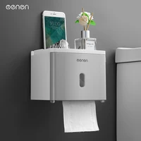 hot toilet tissue box wall mounted multi function bathroom storage case waterproof bathroom organizer paste type box household