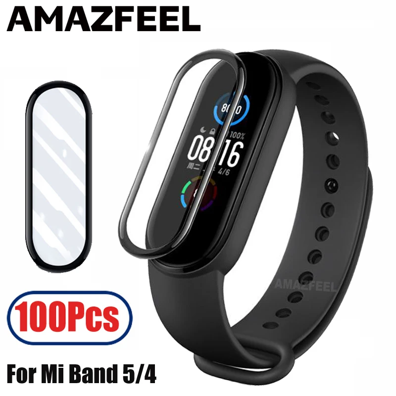 100 шт. для Mi Band 6 5 Защитная пленка 3D полное покрытие Xiaomi экрана MiBand защитная