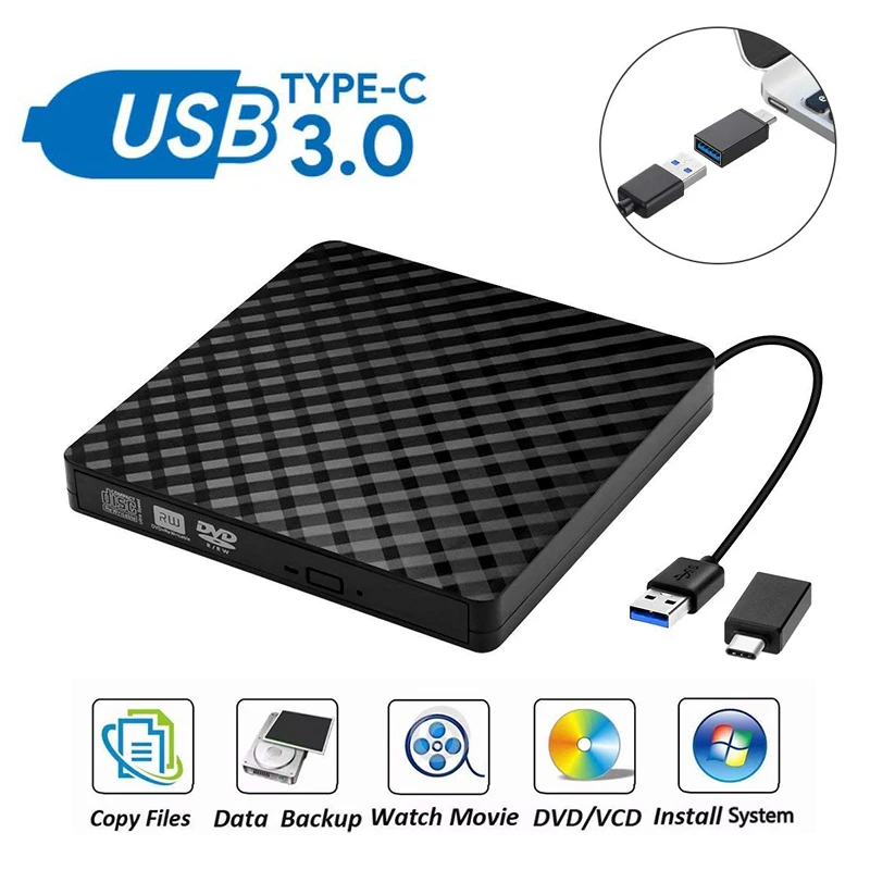 Внешний DVD-привод USB Тип C DVD RW CD запись портативный оптический привод плеер для ПК