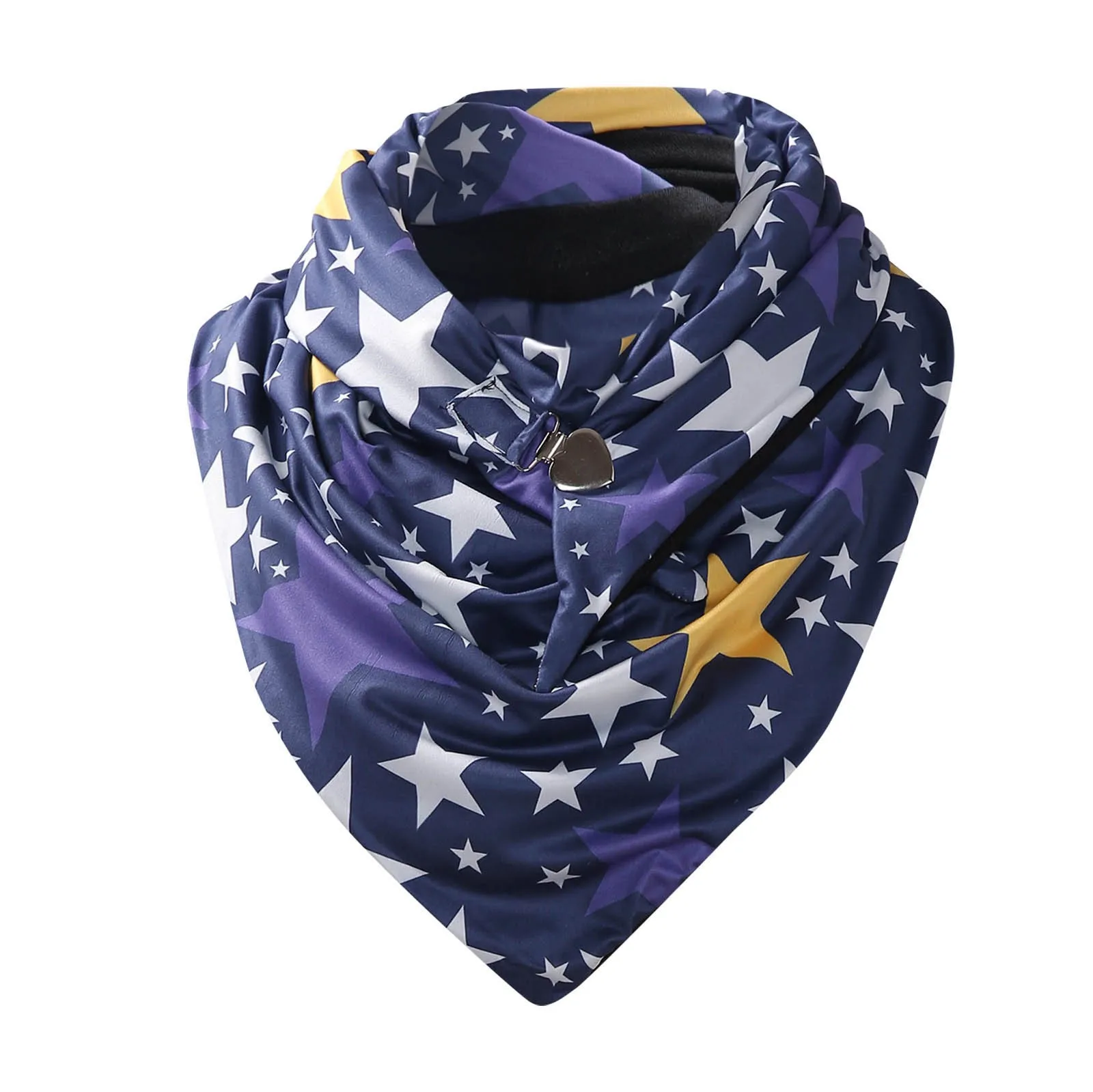 

Flannel Brushed Scarf Autumn Winter Star Daisy Print Shawls Wraps Warm Windproof Flowers Prints Double-layer Buckle