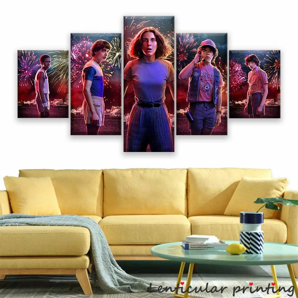 

5 Pcs Stranger Things Movie Canvas Poster Home Decor Modular TV Play Character Pictures Wall Paintings Living Room Decoration