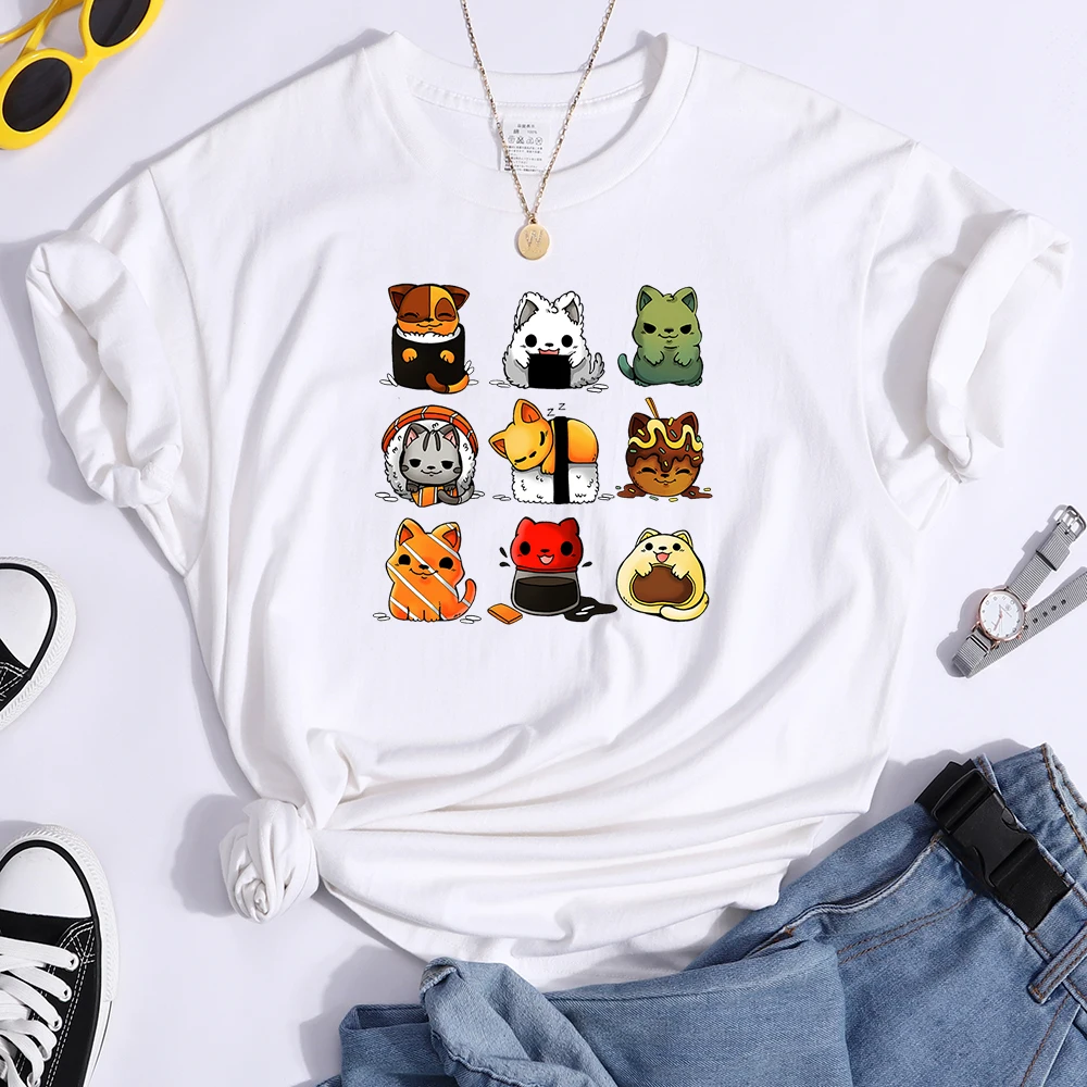 

Женские футболки в стиле хип-хоп с разнообразным изображением животных и принтом кухни, женские футболки в стиле Харадзюку, повседневные то...