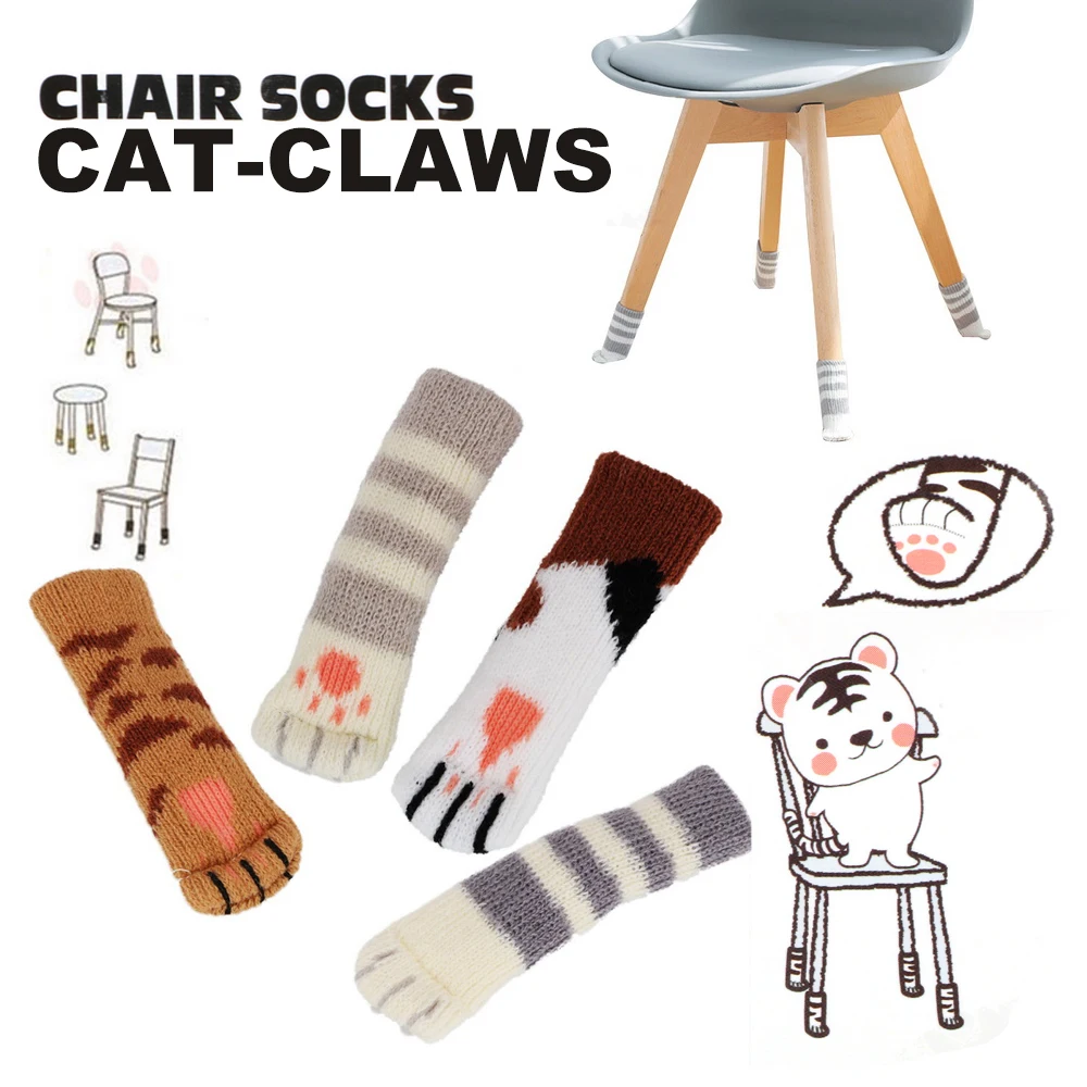 

Lovely Cat Feet Floor Protectors Chair Leg Table Foot Covers Doorknob Cover Furniture Anti-skid Cushion 4Pcs/set Home Decoration