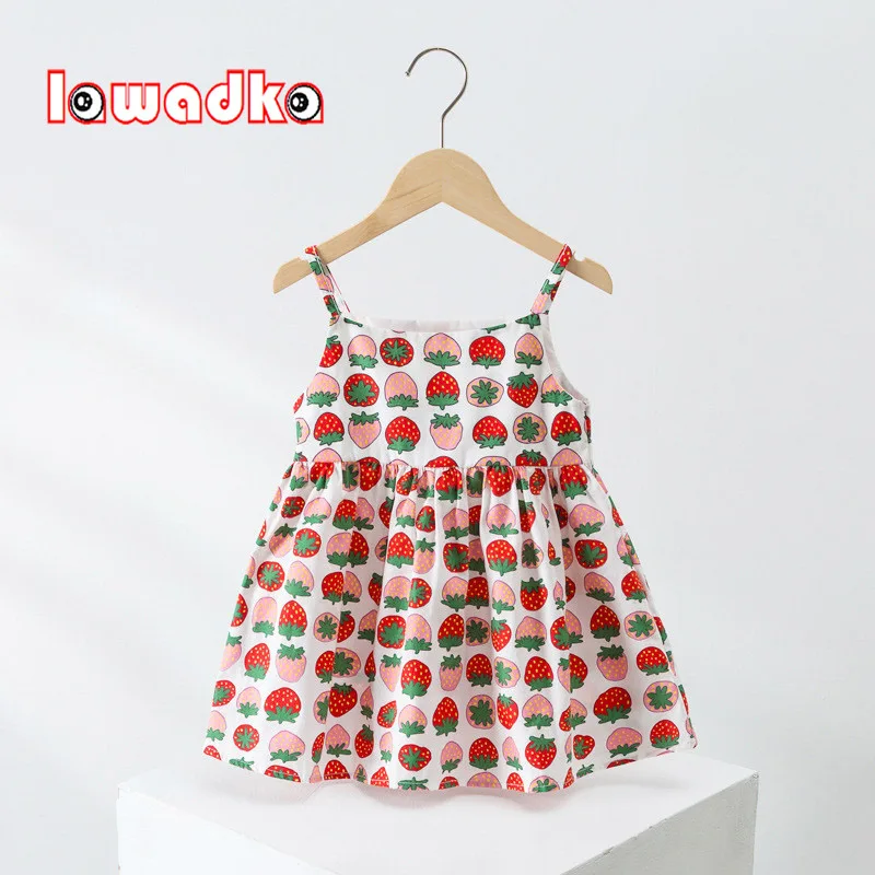 

Lawadka Summer Dresses For Girls Strawberry Print Kids Girl Fashion Suspenders Sundress For Girls Cute Children's Clothes 2021