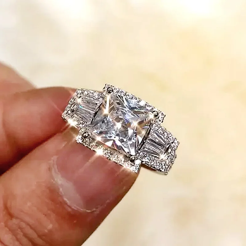 Уникальные свадебные кольца Huitan ювелирные изделия инкрустированные квадратными