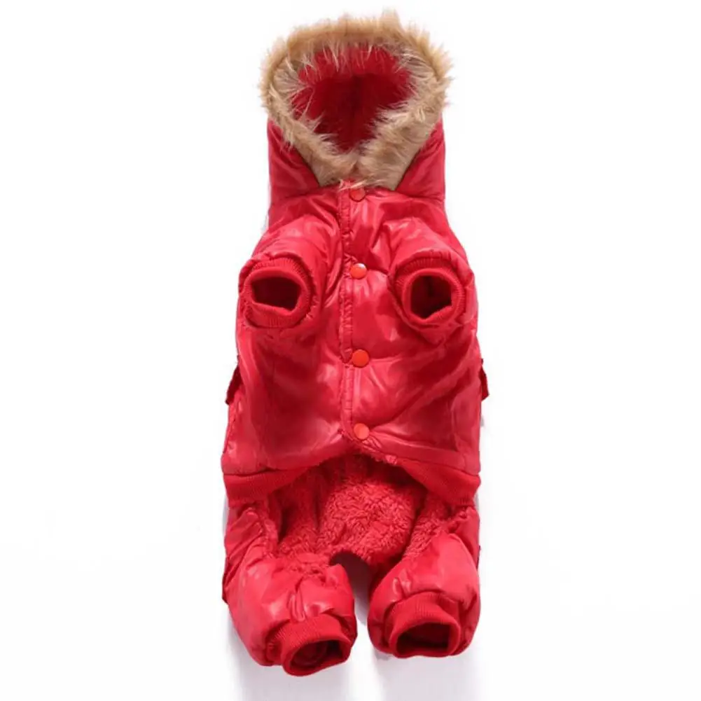 Warm Winter Dog Clothes for Small Dogs Air Force Suit Jumpsuit Hoodie Fur Collar Windproof Overalls Thickening Pet | Дом и сад