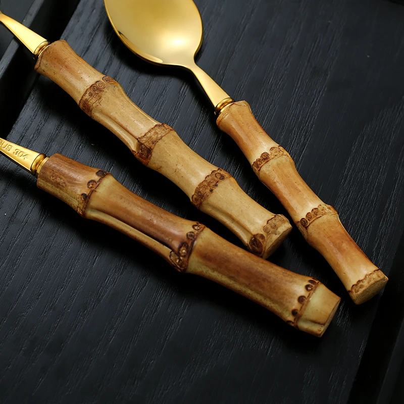 Набор столовых приборов из натурального бамбука 4 шт. | Дом и сад