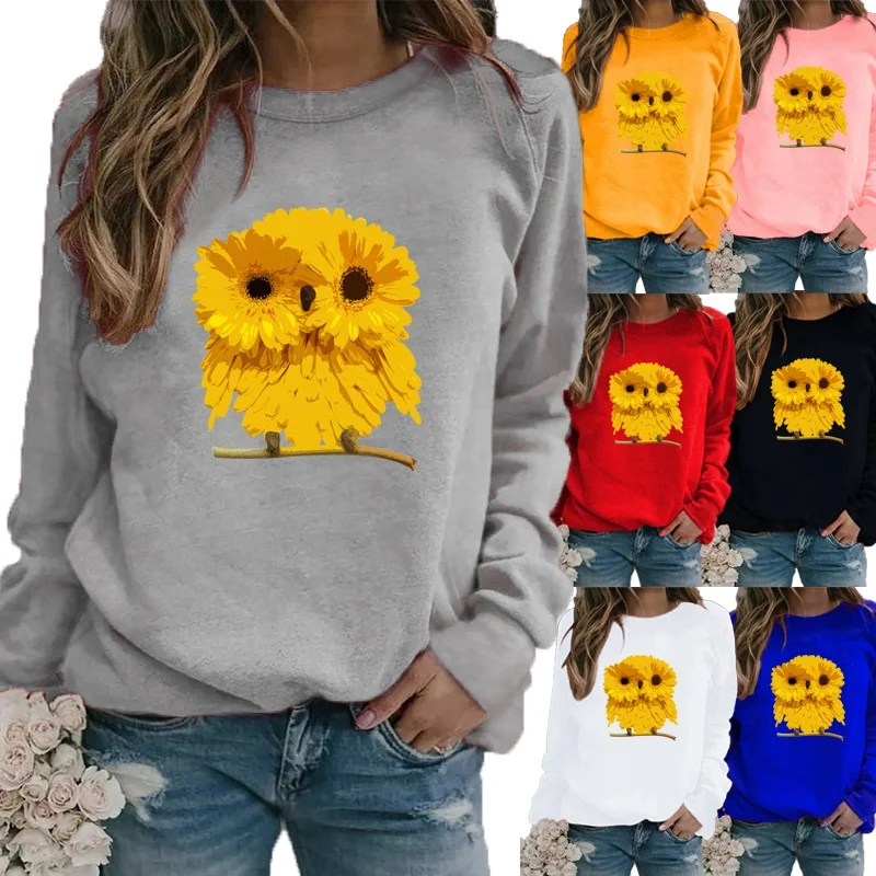 

Women Sweater Plush Autumn and Winter Fashion Printed Graphic Tee Sweatshirt Long Sleeve Loose Shirt Round Neck Tops