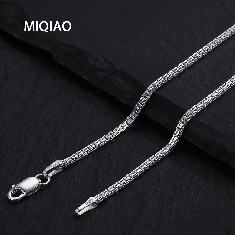 

MIQIAO Men's Chain On The Neck 1.5 MM Wide 45 50 CM Long Platinum Color Silver 925 Jewelry New Box Choker Gift Female Fashion