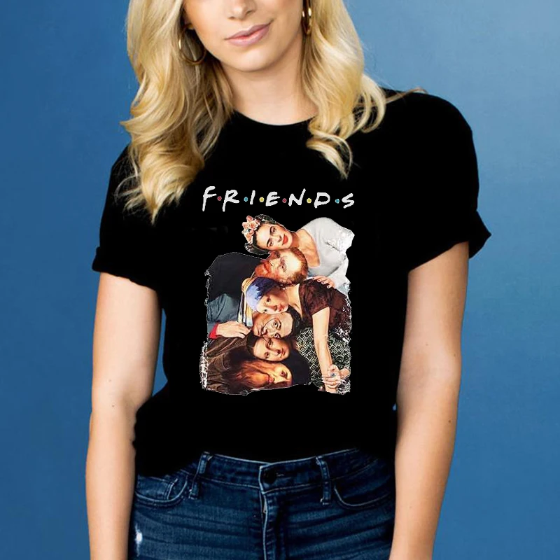 

Van Gogh Tee Friends Design Fashion Top 2021 Women Gift T Shirt Character Oversized T Shirt Harajuku Vintage Clothing Black