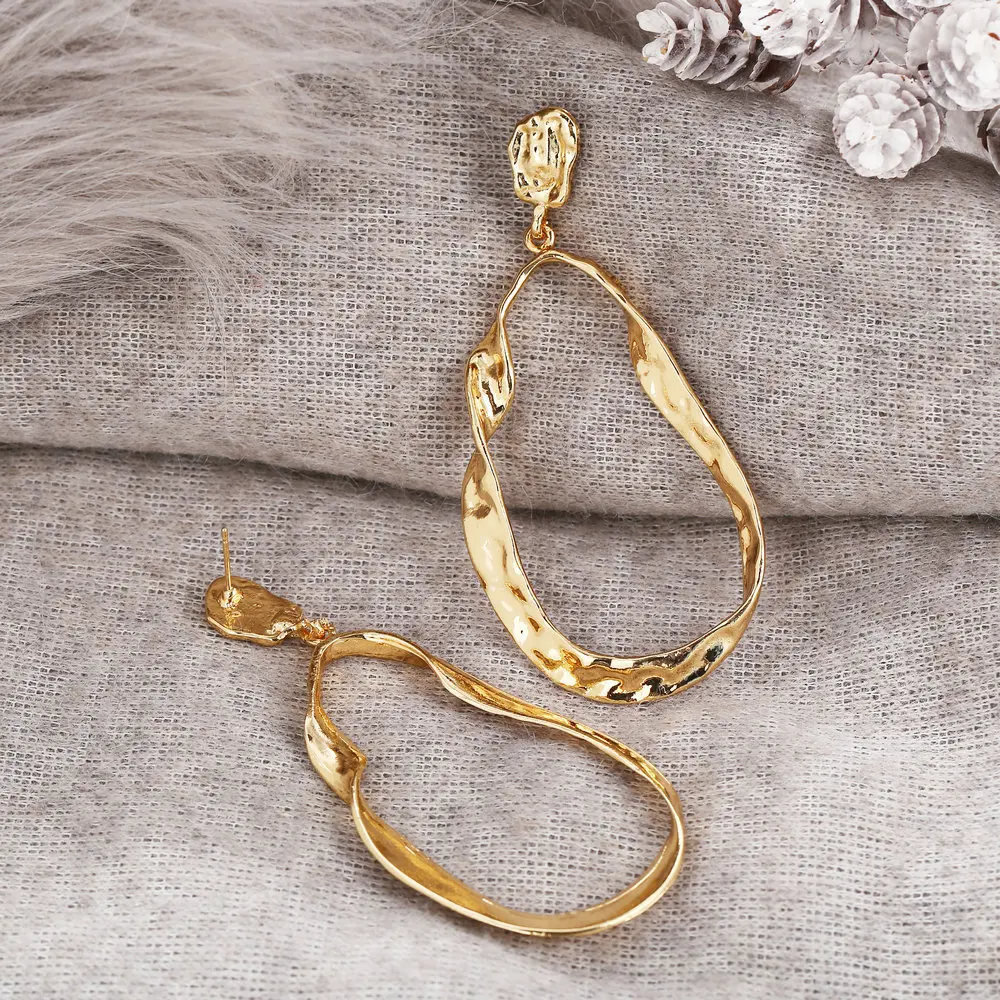 

CHENFAN Punk jewelry popular new cool Wind Metal Water drops Earrings Geometric Exaggeration Circle Earrings for women jewelry