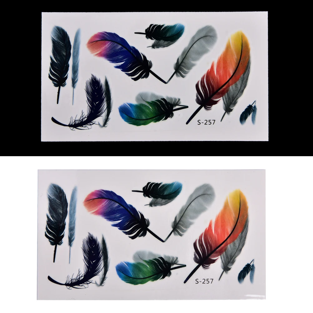 1 шт. водостойкая временная татуировка наклейка на боди-арт цветное 3D перо