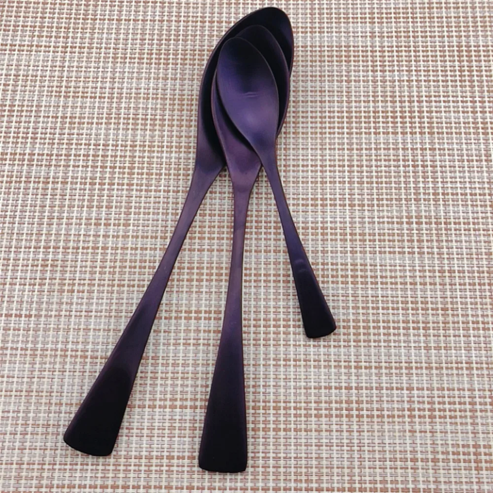 

New Purple Stainless Steel Sharp Dinner Dinnerware 304 Steak Cutlery Set Design Matte Teaspoon Forks Knives Set Tableware 1Pcs