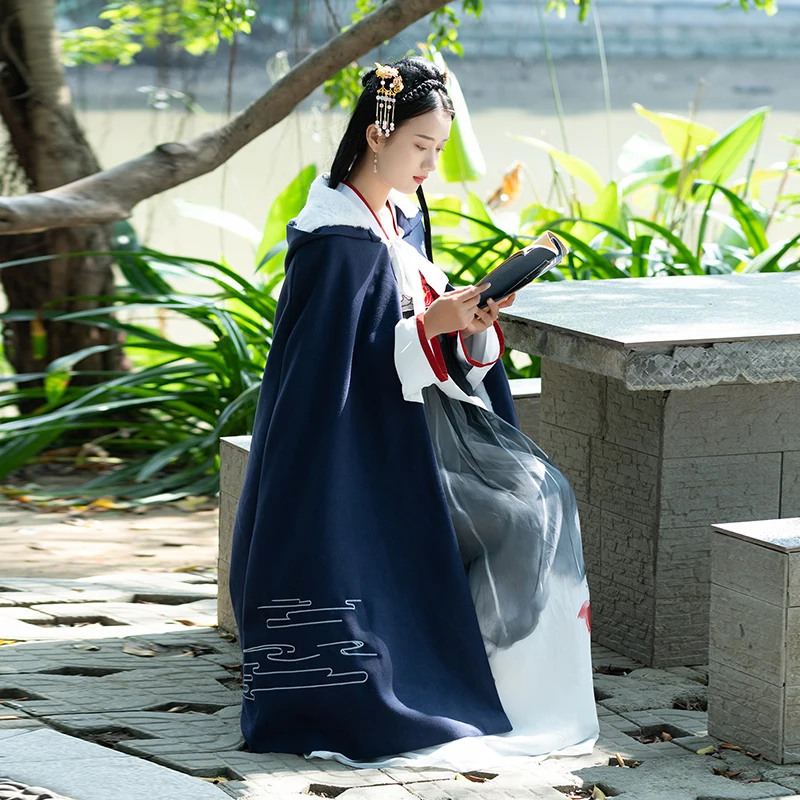 Новинка Женское пальто Hanfu Китайская традиционная синяя мантия Древний