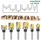 Фреза для обработки дерева, насадки 14 или 6 мм с хвостовиком, 6 шт.